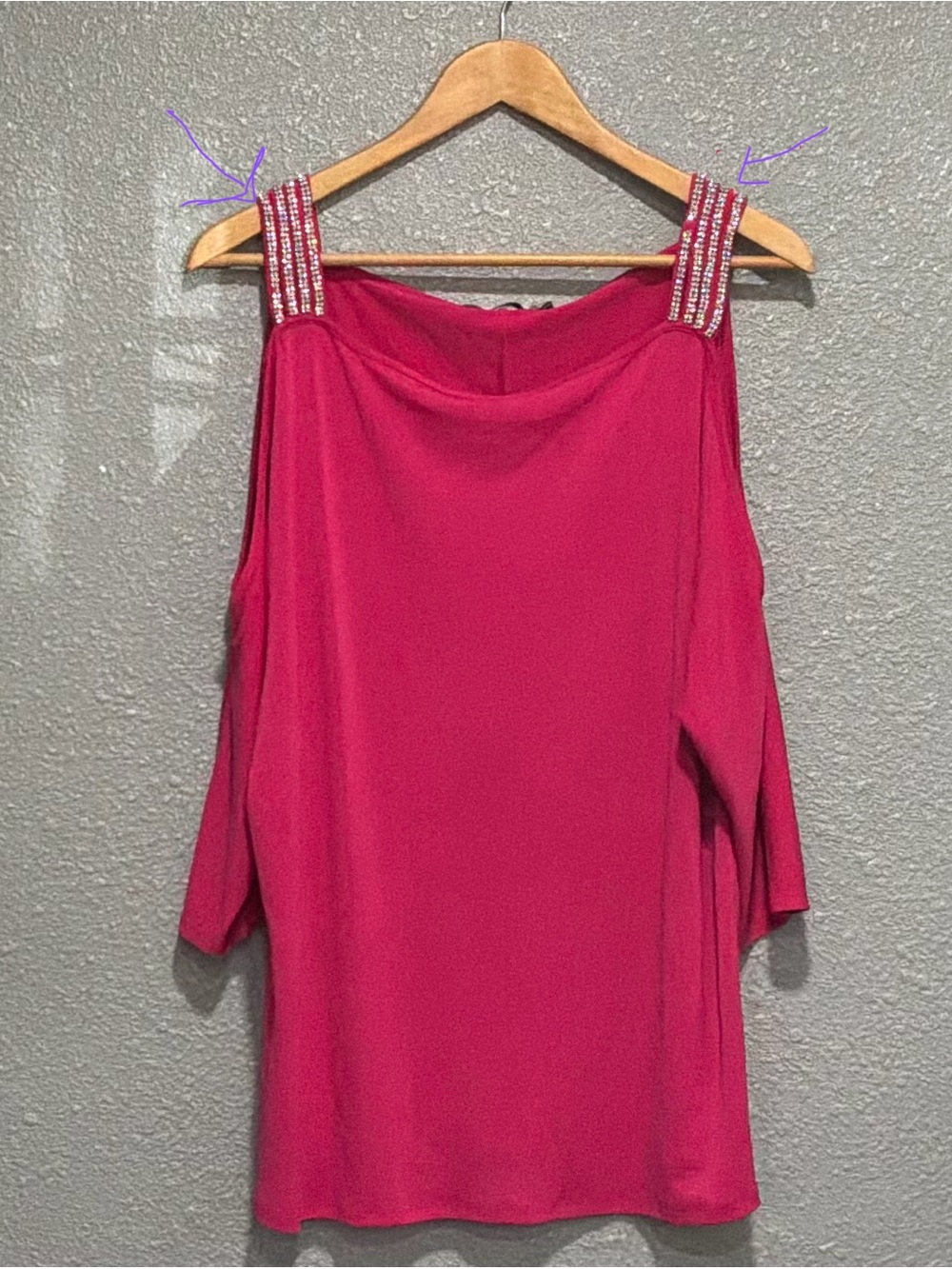 Belldini Jeweled Strap Cold-Shoulder Tunic - Fuchsia
